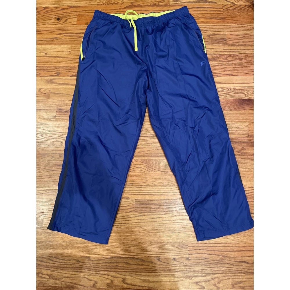 Starter Mens Track Pants XL Royal Ocean Blue Mesh Lined Athletic Ultra Baggy